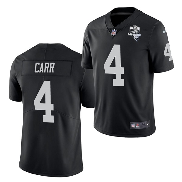 Men's Las Vegas Raiders #4 Derek Carr Black NFL 2020 Inaugural Season Vapor Limited Stitched Jersey